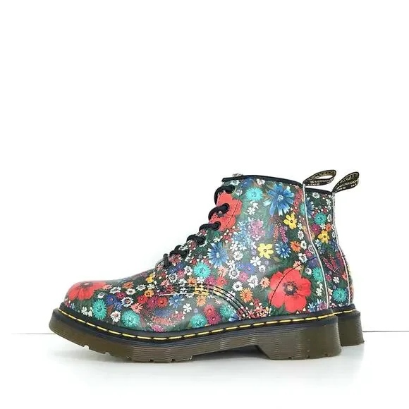 Dr Martens 101 Wanderlust Floral Leather Lace Up Ankle Boots Women’s 7 Shoes - Picture 4 of 13